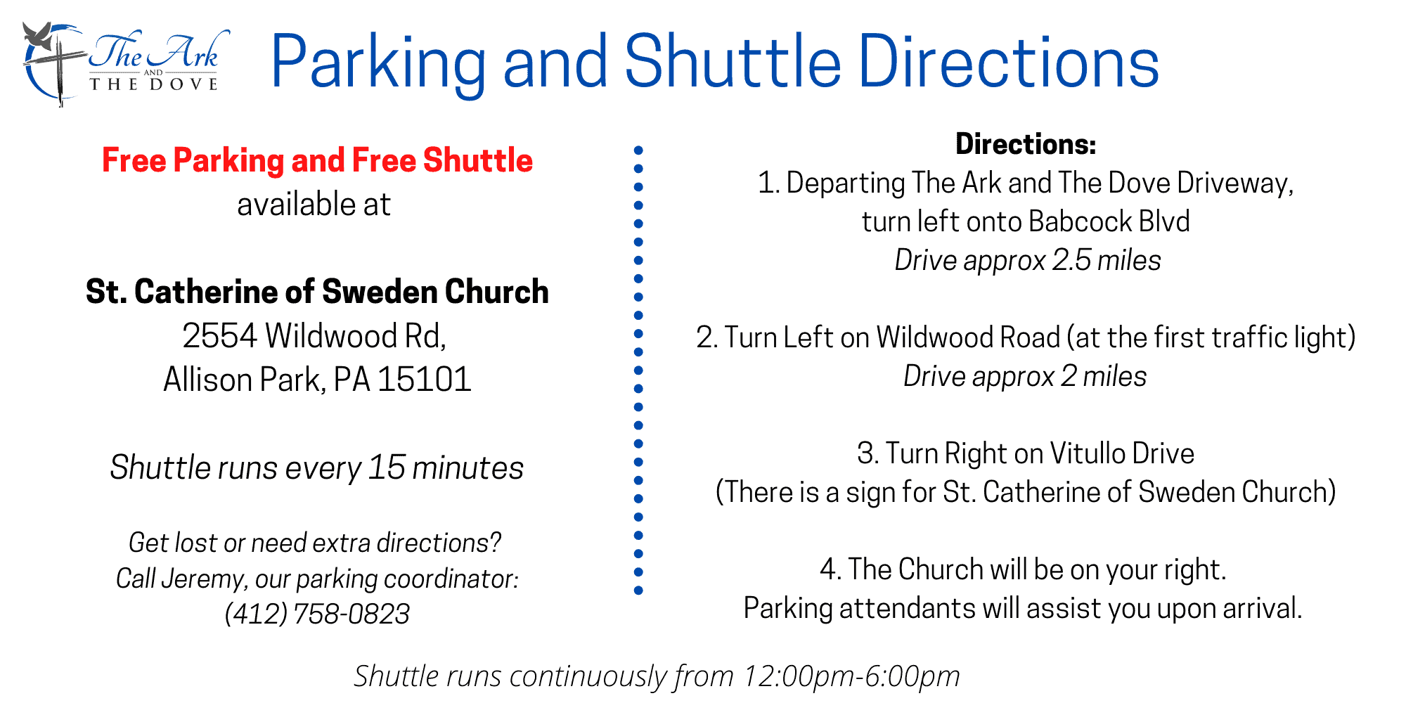 Parking Shuttle Directions
